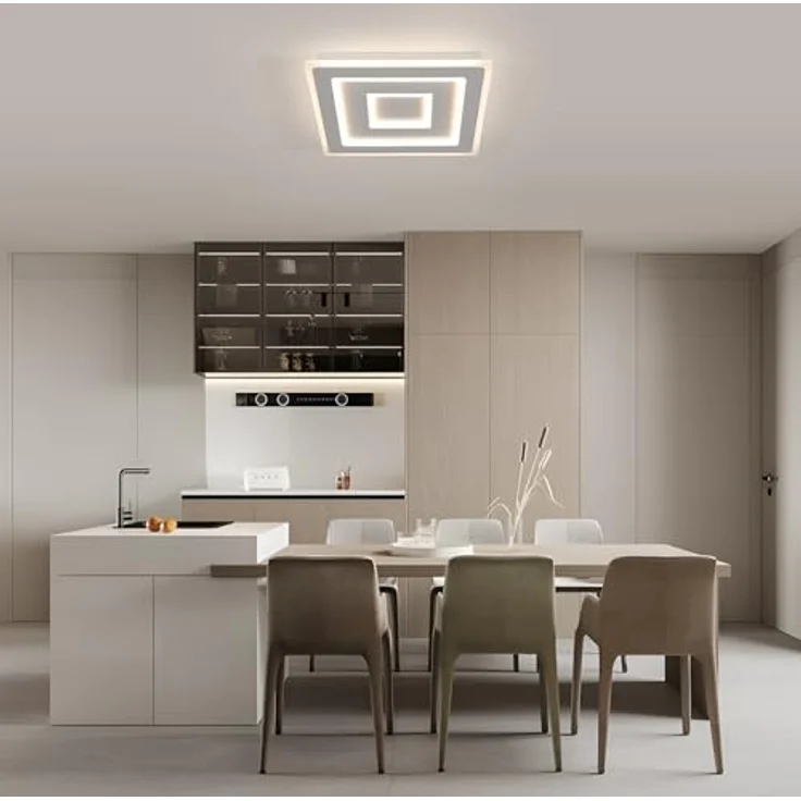 Comely LED Deckenleuchte Dimmbar Quadratisch for Wohnzimmer, 52W 5850LM 40cm Weiß Moderne Quadrat LED deckenlampe mit Fernbedienung für Wohnzimmer Schlafzimmer, Dimmbar 3000K-6500K – Bild 10