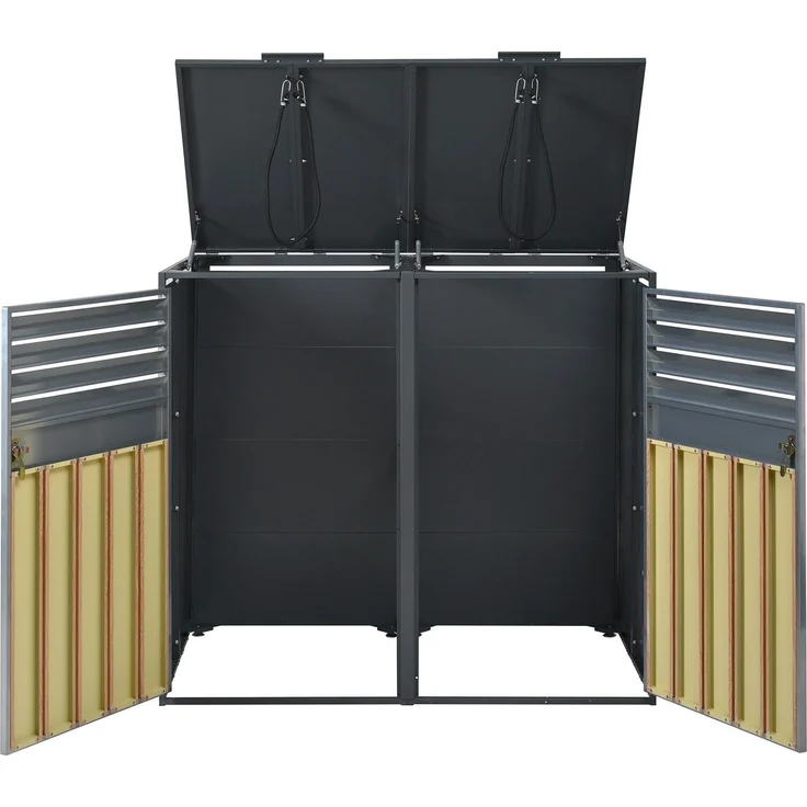 Mülltonnenbox, Mülltonnenverkleidung, 120L 240L, wetterfest, Container, Abfallbehälter, Tonnenhaus, Gartenbox, abschließbare Müllbox (2 Tonnen) – Bild 9