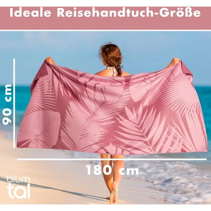 Blumtal Reisehandtuch Strandhandtuch 90x180 cm aus Mikrofaser - kompakt & schnelltrocknend, sandfrei mit Band - Mikrofaser Handtuch groß mit Wellen-Muster – Bild 3