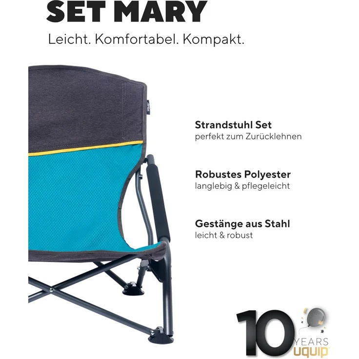Uquip Strandstuhl Set Mary Campingstuhl Faltstuhl Klappstuhl Niedrig 120 kg – Bild 3