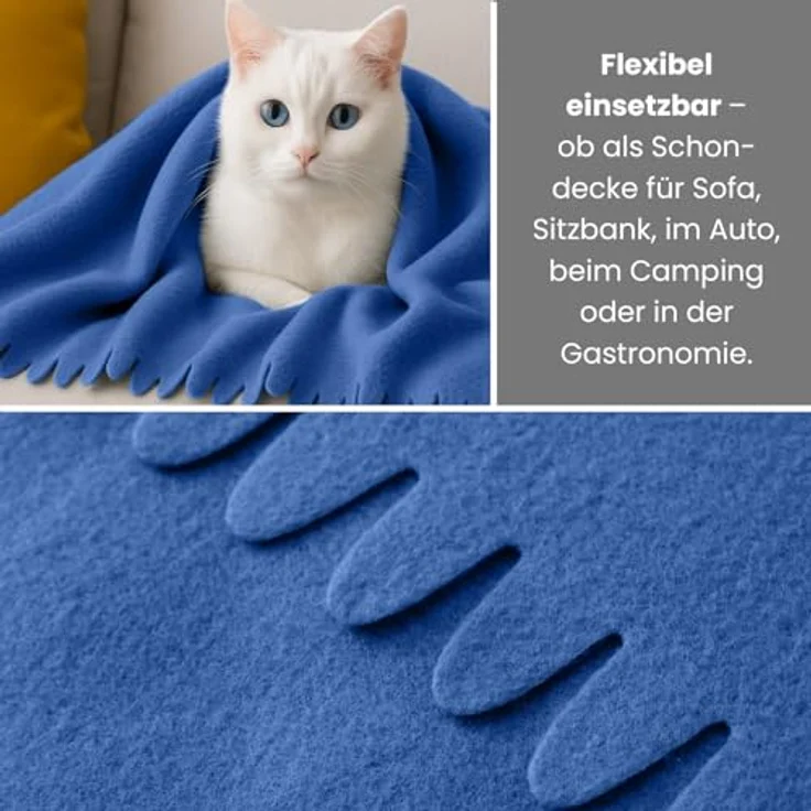 wometo Fleecedecke Wave, Blau, 120x160 cm, Oeko-Tex® zertifiziert, pflegeleicht, ideal für Innen- und Außenbereich – Bild 4
