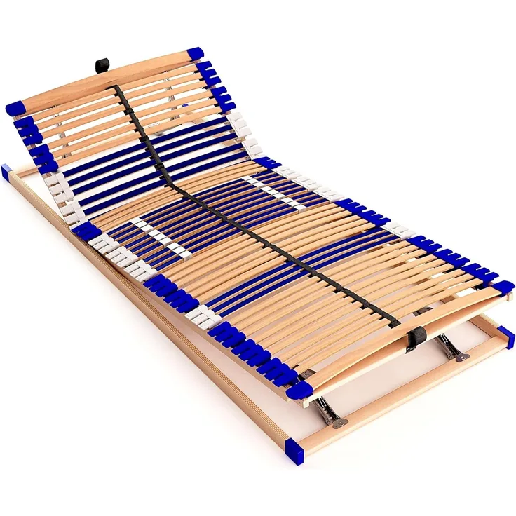 stabiler Lattenrost 100% BUCHE - Kopf- und Fußteil verstellbar - SCHULTERFRÄSUNG, 7 Zonen, 44 Federleisten, Härte-Regulierung, Mittelgurt - VARIO COMFORT 44® - 100% fertig montiert (70x200 cm)