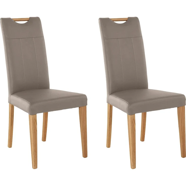 Home affaire Esszimmerstuhl Roberta (Set, 2 St), mit Bezug aus Echtleder und Gestell aus Eiche Massivholz – Bild 1
