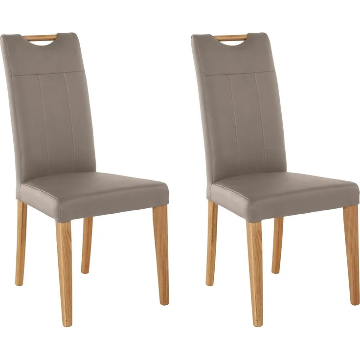 Home affaire Esszimmerstuhl Roberta (Set, 2 St), mit Bezug aus Echtleder und Gestell aus Eiche Massivholz