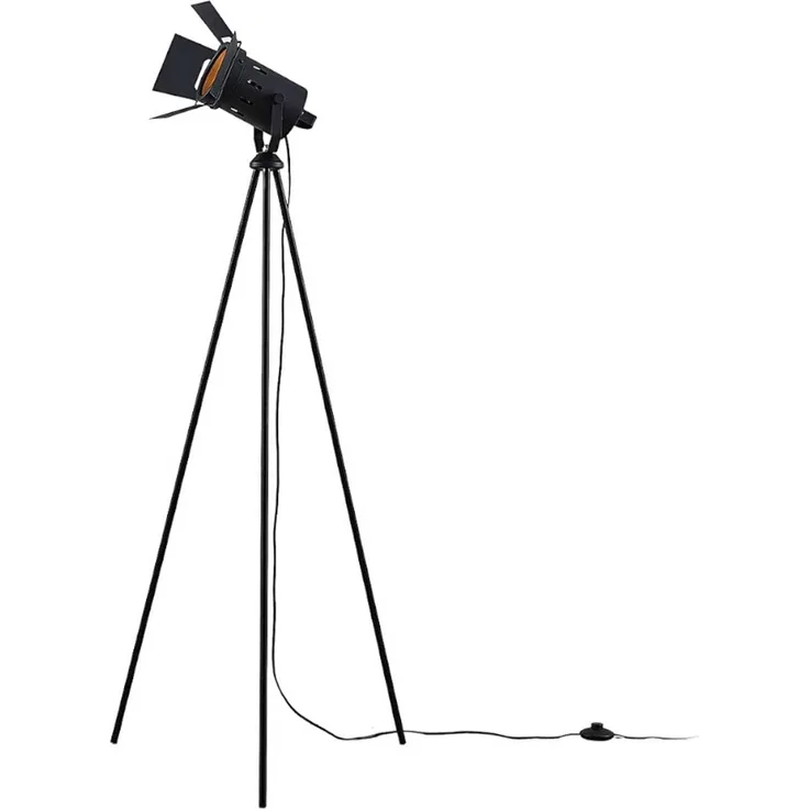 Lindby Stehlampe Devon, Metall, Schwarz IP20, 1 x 60 W