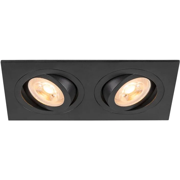 SLV NEW TRIA® 155, Deckeneinbauleuchte, quadratisch, 2 x GU10, zweiflammig, schwarz - Wand- und Deckenleuchten