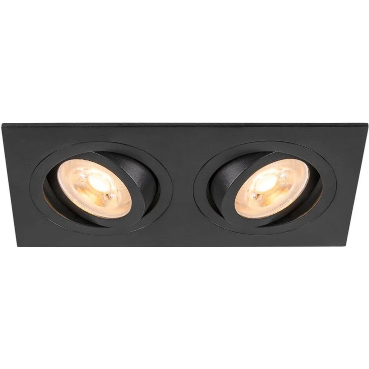 SLV NEW TRIA® 155, Deckeneinbauleuchte, quadratisch, 2 x GU10, zweiflammig, schwarz - Wand- und Deckenleuchten