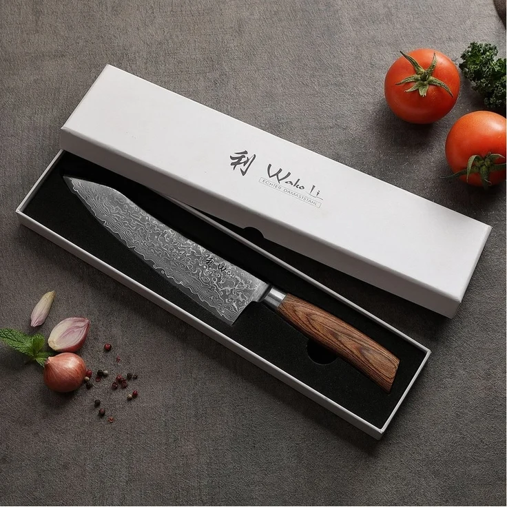 Wakoli Asiamesser EDIB Pro Damastmesser Kiritsuke I Kochmesser Küchenmesser 20cm Klinge, 67 Lagen Damaststahl, VG-10 Stahlkern – Bild 2