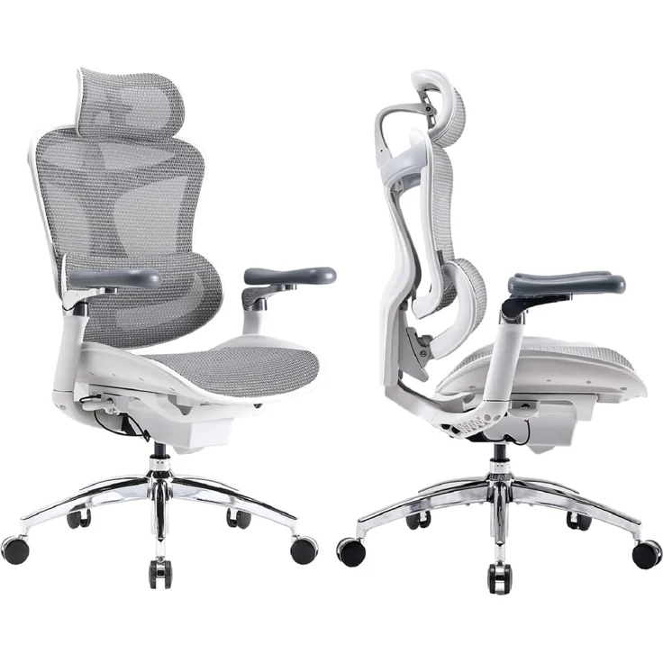 SIHOO Doro C300 Pro Ergonomischer Bürostuhl mit ultraweichen 6D-Armlehnen, dynamischer Lendenwirbelstütze, Sitztiefenverstellung und verstellbarer Rückenlehne, Schreibtischstuhl für Home Office (Weiß)