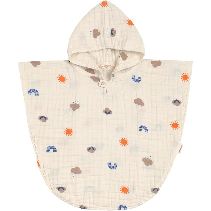 LÄSSIG Kinder Badeponcho aus Musselin mit Kapuze/Muslin Poncho Blossom Nature
