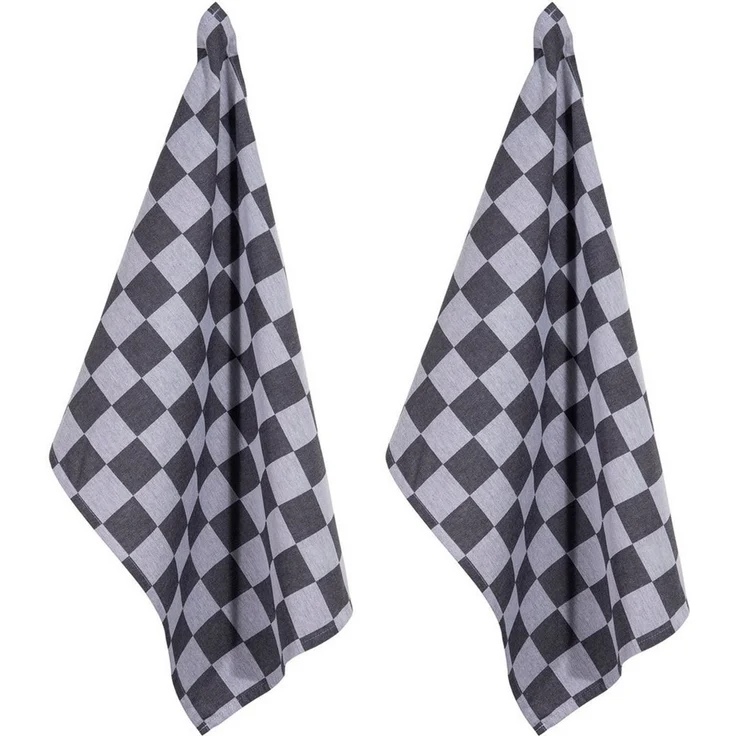 PAD Geschirrtuch CHESS, (Set, 2-tlg), 100% Baumwolle, 50x70 cm, modernes Karo Design
