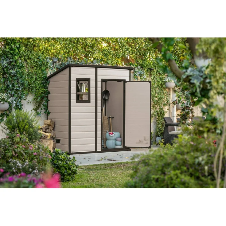 Dmora Gartenhaus Cranbrook, Gartenhütte, Gartenhaus, Werkzeugschuppen, 184x111 h201 cm, Beige – Bild 4