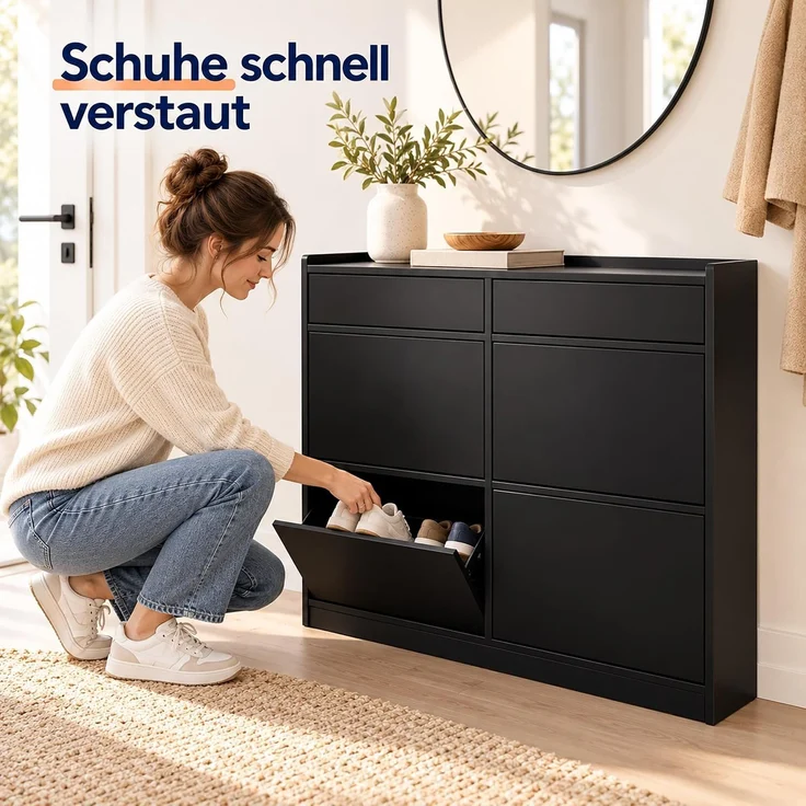 Relaxdays Schuhkipper 4 Schuhfächer & 2 Ablagen – Bild 5