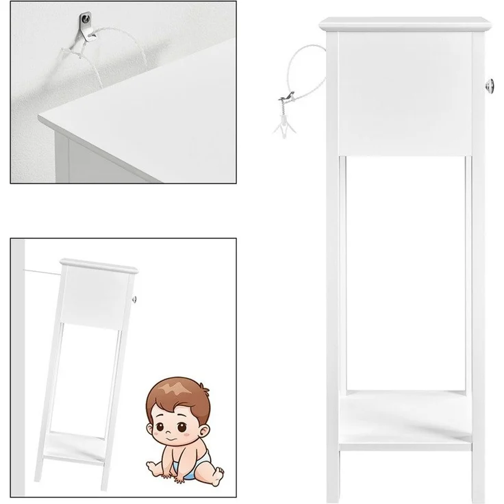 Yaheetech 2er-Set Nachttisch mit Schublade, Holz weiß, 70x25x25 cm – Bild 10