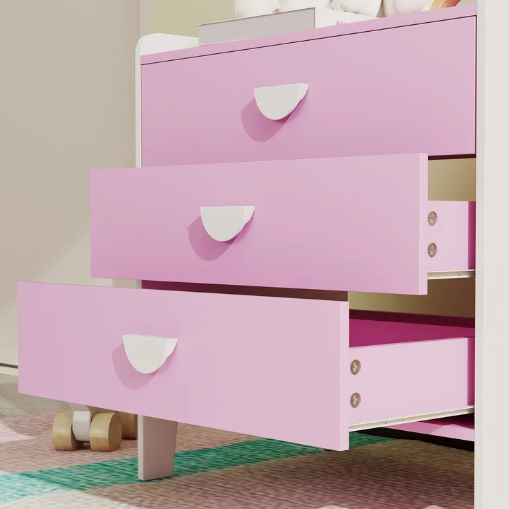 AIYAPLAY Kinderkommode, MDF, Rosa, 60L x 40B x 60H cm – Bild 9