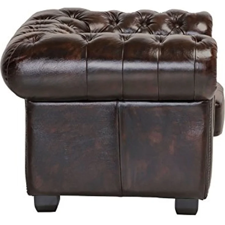 Chesterfield Sessel antik braun Echtleder 100x72x90 cm massivum Serie Chesterfield Ledersessel Clubsessel Wohnzimmer Herrensessel – Bild 6