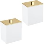 mDesign Kosmetikbehälter Wattepads Wattestäbchen Badzubehör 2er Set Weiß / Gold