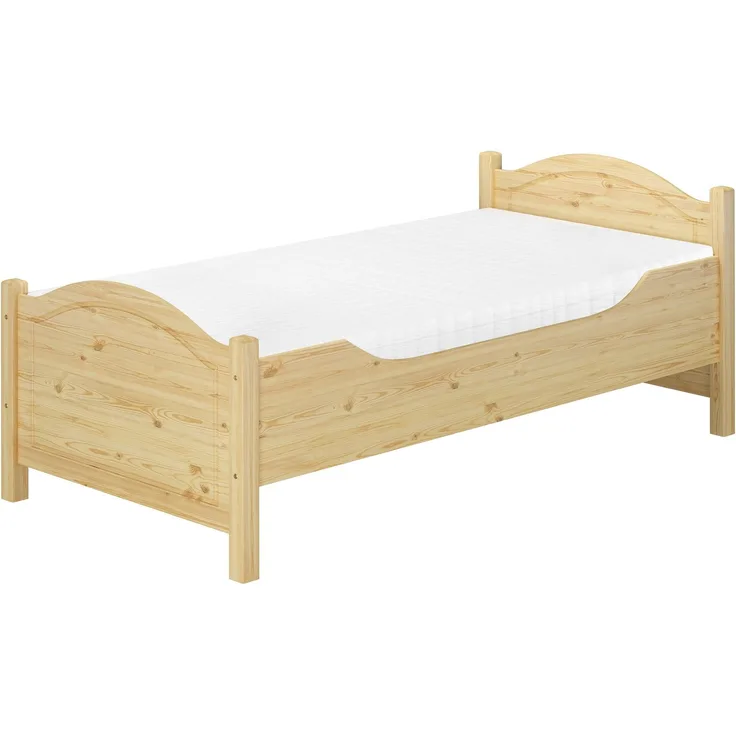 Seniorenbett extra hoch Rollrost Matratze 90x200 Massivholz Holzbett Gästebett 60.40-09 M