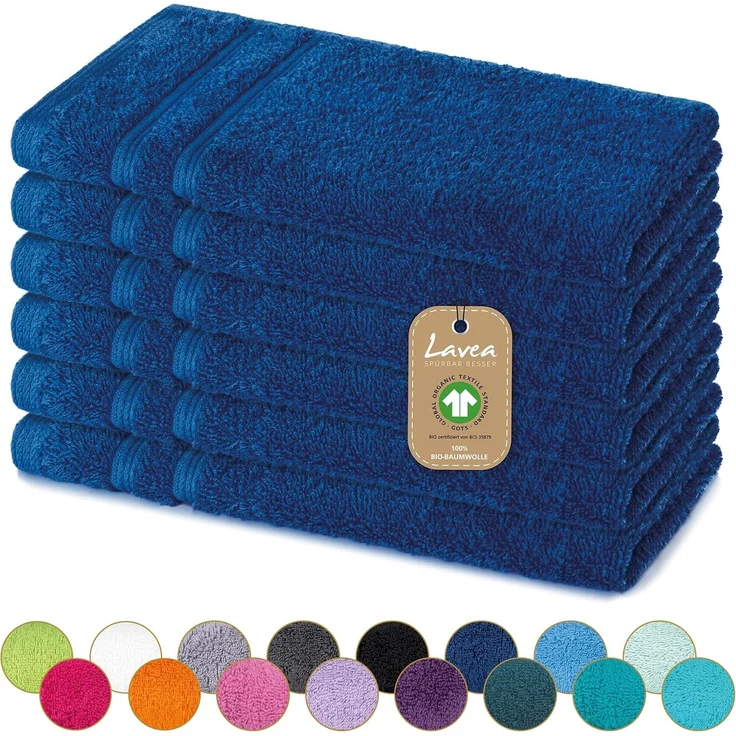 Lavea Gästehandtuch Bali, 30x50cm aus 100% Bio-Baumwolle, einzigartig weiche Gästetücher mit Aufhänger (Set, 6-St), hochwertiges und nachhaltiges Premium Gästetuch – saugstarke Faser – Bild 2
