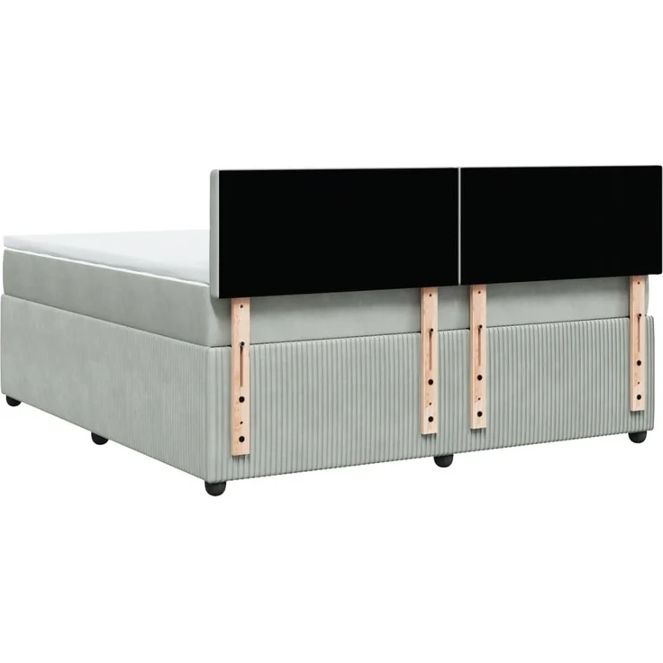 vidaXL Boxspringbett mit Matratze Hellgrau 180x200 cm Samt 3287818 – Bild 10