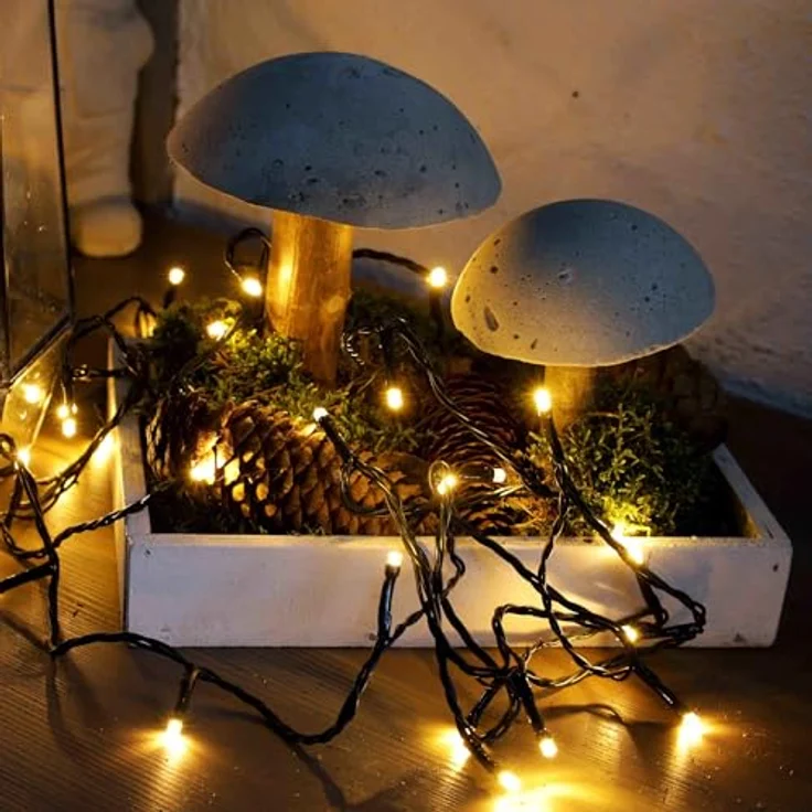 hellum Lichterkette außen 200 LED warmweiß, Lichterkette mit Timer, Lichterkette innen, Lichterkette Weihnachtsbaum, LED Lichterkette außen 19.9m, Kabelfarbe grün – Bild 7