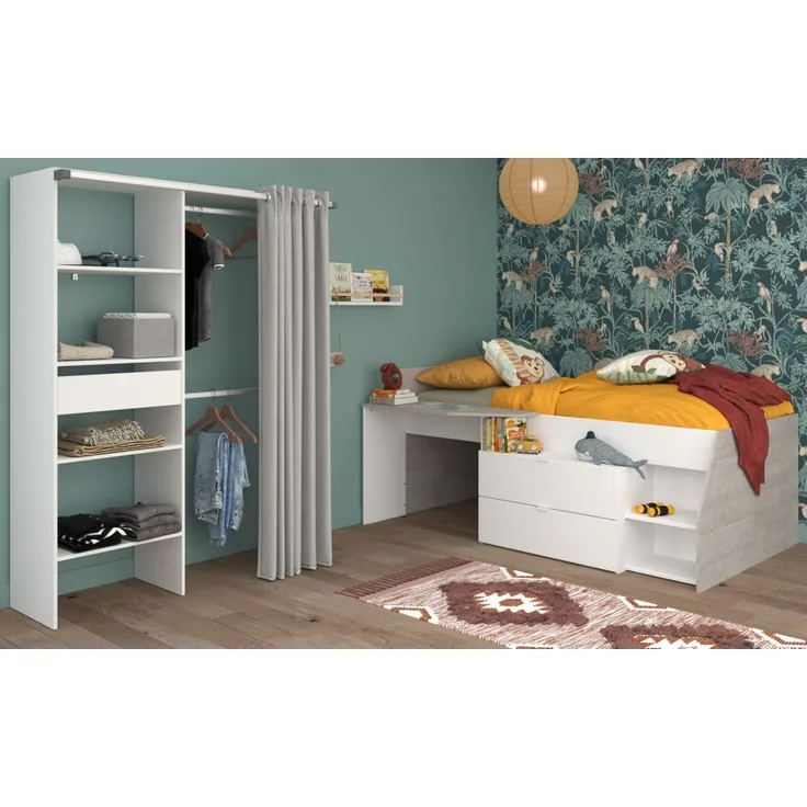 Parisot Kinderzimmer und Jugendzimmer Milky in weiß und grau Loft Set 2-tlg.