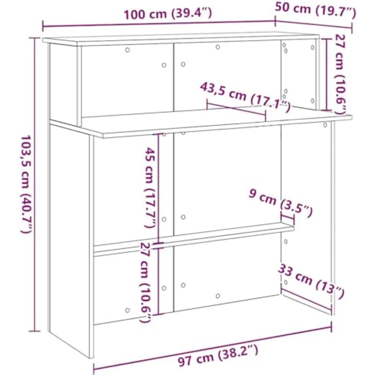 vidaXL Empfangstheke Altholz-Optik 100x50x103,5 cm Holzwerkstoff 859031 – Bild 3