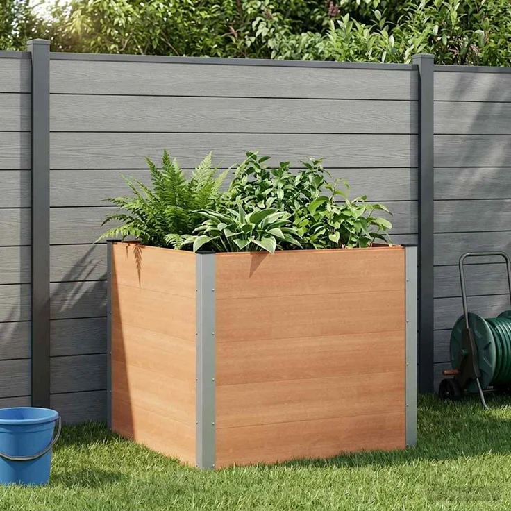 vidaXL Hochbeet Braun 100 x 100 x 91 cm WPC und Aluminium 42038999 – Bild 1