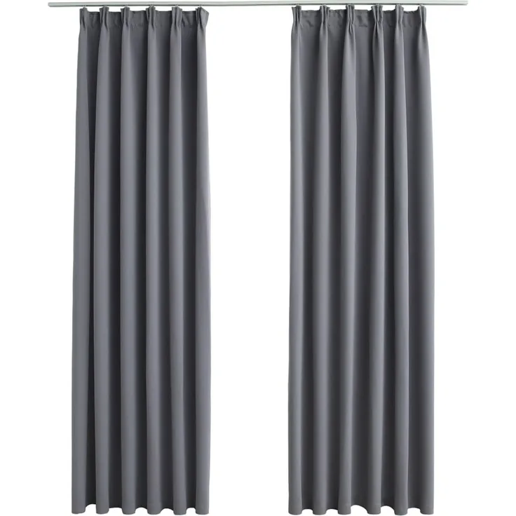 vidaXL Verdunkelungsvorhänge mit Haken 2 Stk. Grau 140x175cm 134430