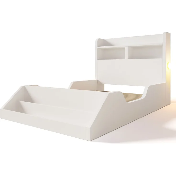 Hochbett 90×200 cm aus Metall mit LED-Beleuchtung, schwarz – Bild 7
