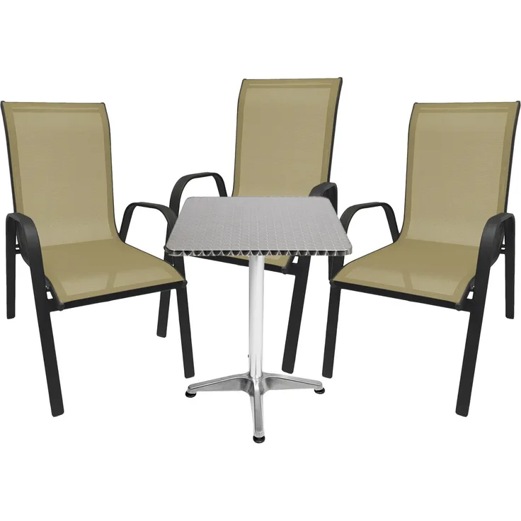 Bistro Sitzgarnitur Bistrogarnitur 4-teilig Anthrazit/Beige