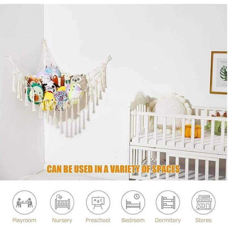 TUWENA Spielzeugtruhe Aufbewahrung Netz Hängend Spielzeug Organizer Stofftier Hängematte, für Kuscheltiere Teddy Eckspielzeug Schlafzimmer Kinderzimmer – Bild 1