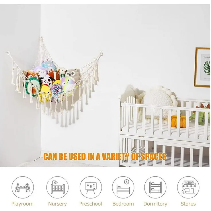 TUWENA Spielzeugtruhe Aufbewahrung Netz Hängend Spielzeug Organizer Stofftier Hängematte, für Kuscheltiere Teddy Eckspielzeug Schlafzimmer Kinderzimmer