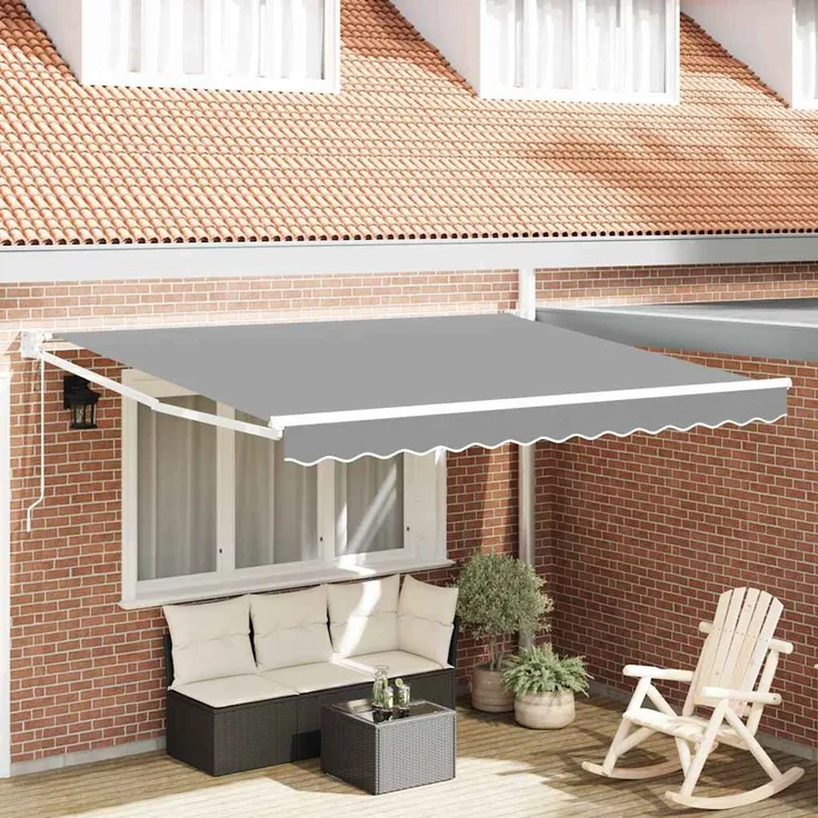 Ausziehbarer Sonnenschirmrahmen, Markise Weiß 350x250 cm Aluminium