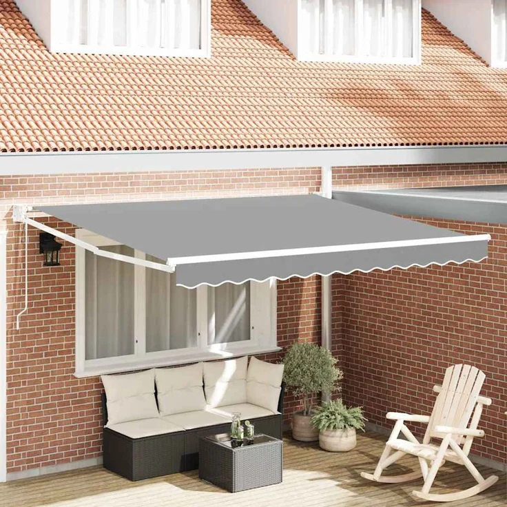Ausziehbarer Sonnenschirmrahmen, Markise Weiß 350x250 cm Aluminium – Bild 1