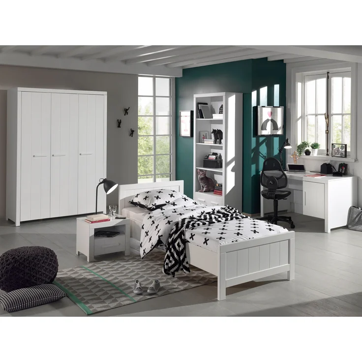 Jugendzimmer-Set >ERIK< in Weiß aus Massiv Kiefer und MDF – Bild 2
