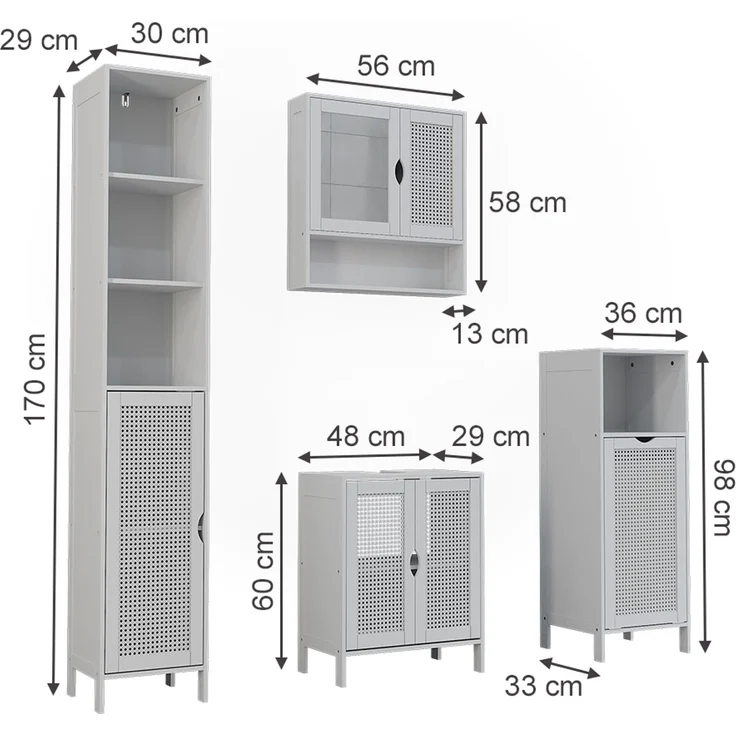 Badmöbel-Set Liora Weiß 4-teilig Vicco – Bild 2