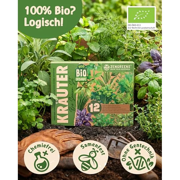 ZenGreens® - Bio Kräuter Samen Set - 15 Kräutersamen für den einfachen Anbau im Garten, Balkon oder Hochbeet - Pfalnzensamen - Saatgut – Bild 4