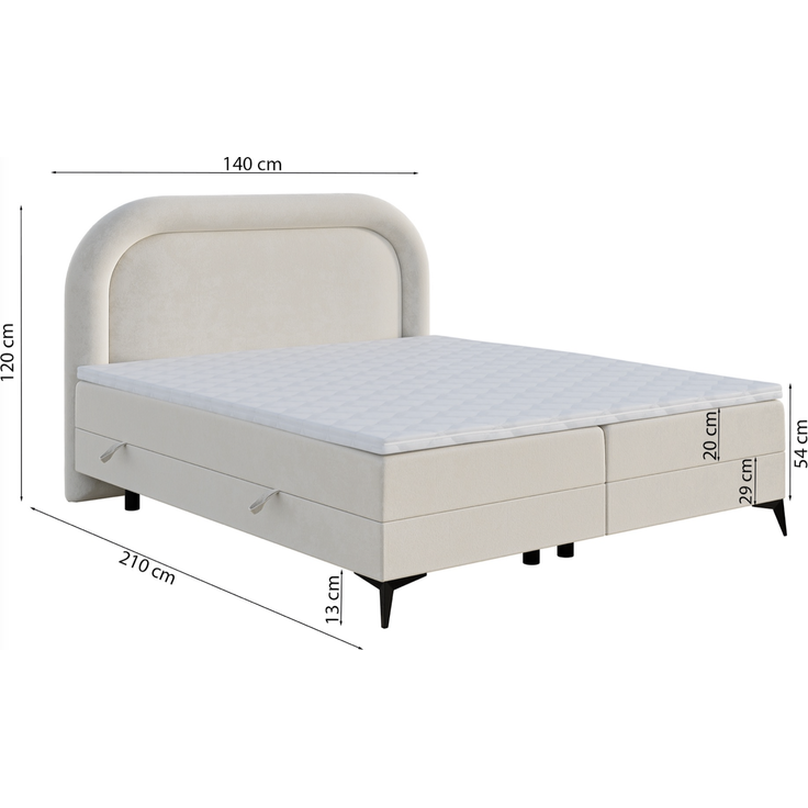 Selsey 'Loreo' Boxspringbett mit Samtbezug, hellbeige , 140x200 cm – Bild 4