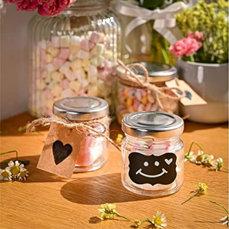 Praknu Einmachglas 24 Mini Gläser 50ml mit Deckel, Etiketten - Luftdichte Gläschen zum, Glas, (Set, 25-tlg), Mit Etiketten & Stift - Luftdicht - Spülmaschinenfest – Bild 6
