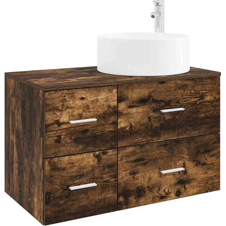 vidaXL Badezimmerschrank-Set 2 stk. Geräucherte Eiche 3404012 – Bild 2