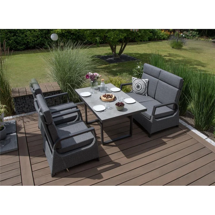 Montana Garten Sitzgruppe, Aluminium, grau, für 4 Personen – Bild 1