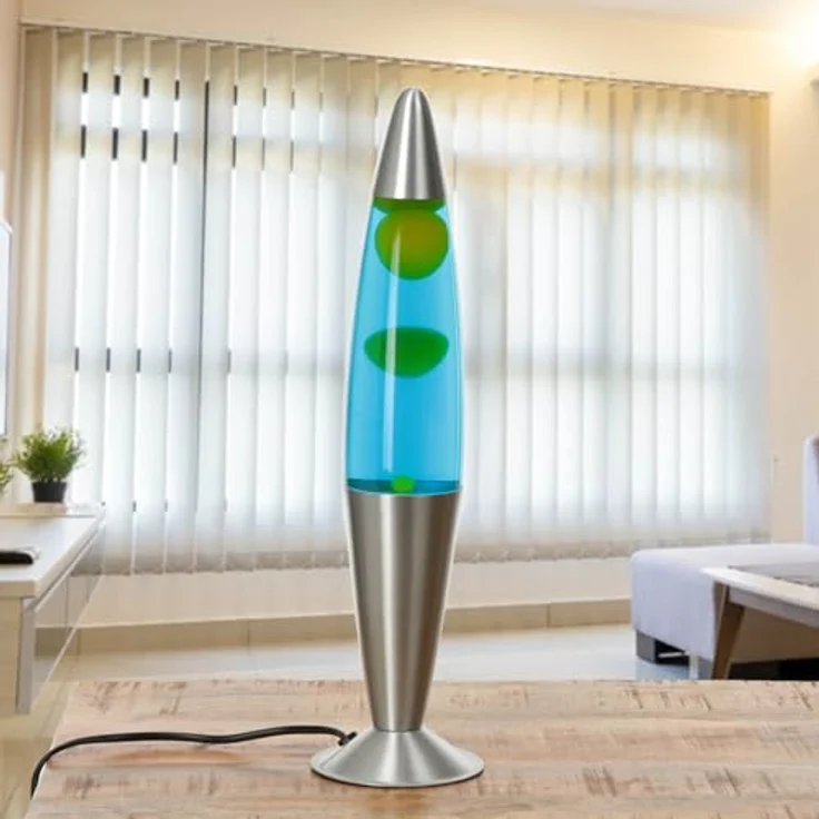 Licht-Erlebnisse Lavalampe JENNY, Warmweiß, Tischlampe Blau Gelb Retro inklusive Leuchtmittel 42 cm Tischleuchte – Bild 7