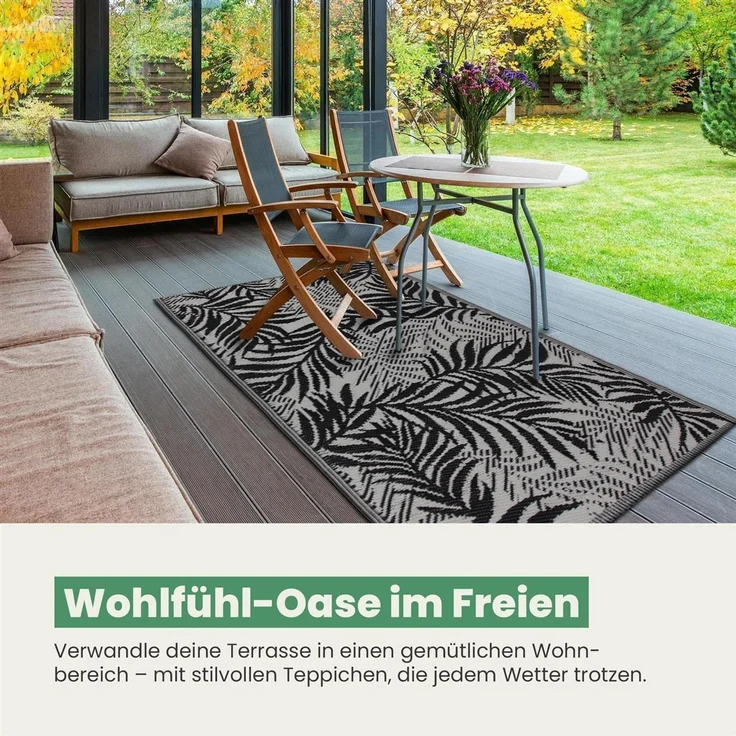 Bestlivings Outdoor Teppich Wetterfest und UV-Beständig ( 160x230cm / Farn ) Teppich aus Kunststoff für Garten, Balkon, Terrasse - Outdoorteppich – Bild 5