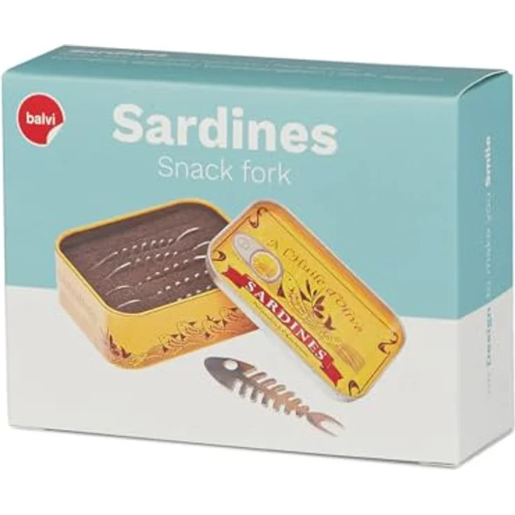 Balvi Brotzeitgabel Sardines Set - 6er Set Aperitiv-Gabeln Sardinen - Metall Piekser (6 Stück), Cocktailspieße, Cocktail-Gabeln in Sardinendose - Snackgabel Sardine – Bild 7