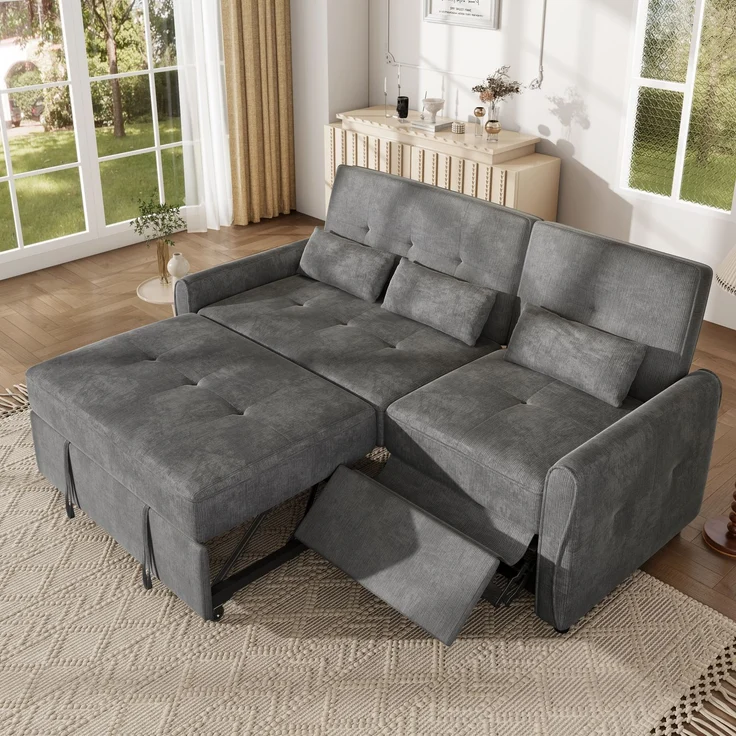 3-Sitzer Schlafsofa, B 176 x T 148 x H 83 cm, Chenille, mit ausziehbarer Liegefläche – Bild 1