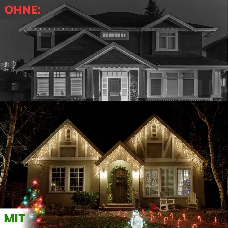 Gartenpirat LED-Lichterkette Eisregen LED-Beleuchtung Weihnachtsdeko für außen mit Timerfunktion, 4,2 m – Bild 4