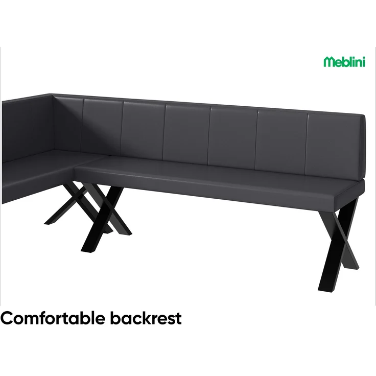 MEBLINI Eckbank für Esszimmer - Küchenbank - Essecke - Sitzecke Küche - PETER - X-Beine 142x196x87cm Links - Grau Kunstleder – Bild 5