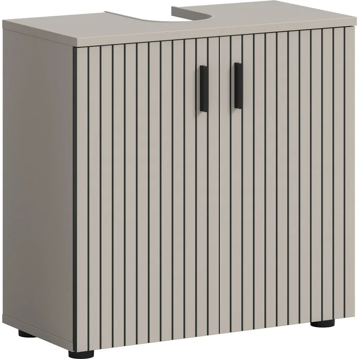 xonox. home – Waschbeckenunterschrank Mone 60 x 59 x 30 cm in Kaschmir Nachbildung – Badunterschrank mit 2 Türen, verstellbarem Boden & Siphonausschnitt – Praktisch, modern & ideal für jedes Badezimmer – Bild 1