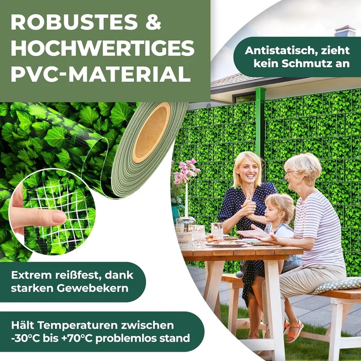 KESSER® PVC Sichtschutzstreifen Sichtschutz Rolle Doppelstabmatten Zaun Blickdicht | Wetterfest und Windschutz | Zaunfolie Sichtschutz Garten Gartenzaun 70 m, Buchsbaum – Bild 4